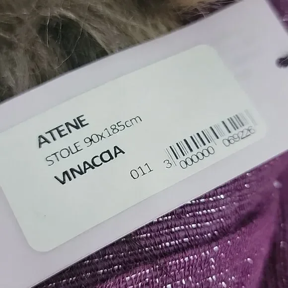 Gaynor Bongard NWT Fur Wool Blend Purple Atene Vinaccia Stole Wrap Scarf